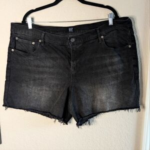 GAP Denim Shorts 5" Black Wash Distressed Hem Cotton Light Stretch 5 Pocket